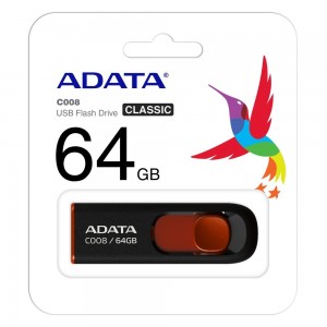 PEN DRIVE USB 2.0 64GB ADATA C008 Preto/Vermelho